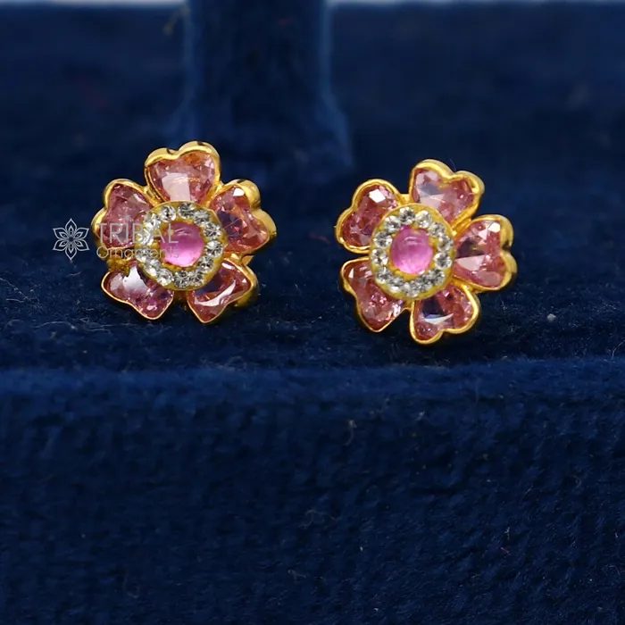 Earrings 14kt yellow gold handmade fabulous orange Stone excellent vintage flower design stud earrings pair unisex jewelry er176 TRIBAL ORNAMENTS Earrings 14kt yellow gold handmade fabulous orange Stone excellent vintage flower design stud earrings pair unisex jewelry er176 TRIBAL ORNAMENTS