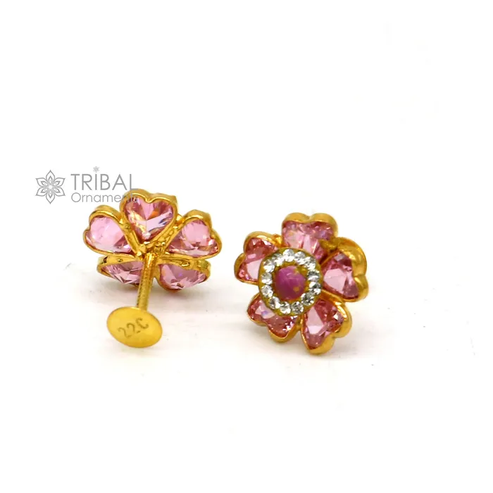 Earrings 14kt yellow gold handmade fabulous orange Stone excellent vintage flower design stud earrings pair unisex jewelry er176 TRIBAL ORNAMENTS Earrings 14kt yellow gold handmade fabulous orange Stone excellent vintage flower design stud earrings pair unisex jewelry er176 TRIBAL ORNAMENTS