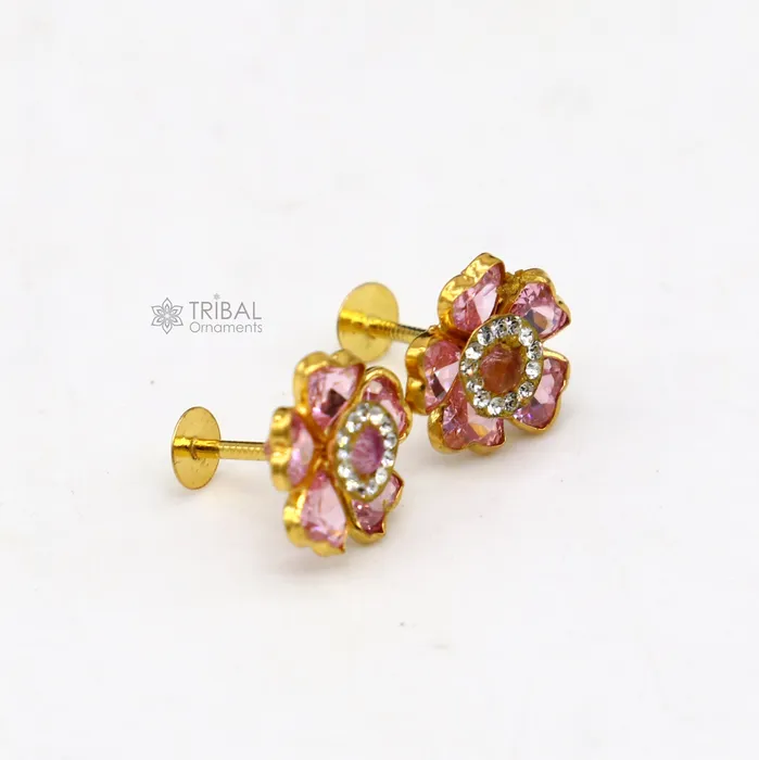 Earrings 14kt yellow gold handmade fabulous orange Stone excellent vintage flower design stud earrings pair unisex jewelry er176 TRIBAL ORNAMENTS Earrings 14kt yellow gold handmade fabulous orange Stone excellent vintage flower design stud earrings pair unisex jewelry er176 TRIBAL ORNAMENTS