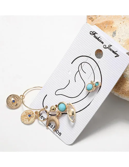 Earrings E931 Gold 5 Piece Earring Set 02
