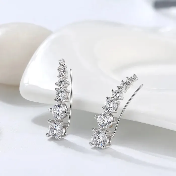 Earrings Jewelvers 925 Sterling Silver Cubic Zircon Ear Cuff Earrings Jewelvers 925 Sterling Silver Cubic Zircon Ear Cuff