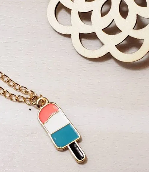 Earrings polly L486 Gold Baked Enamel Popsicle Necklace FREE Earrings