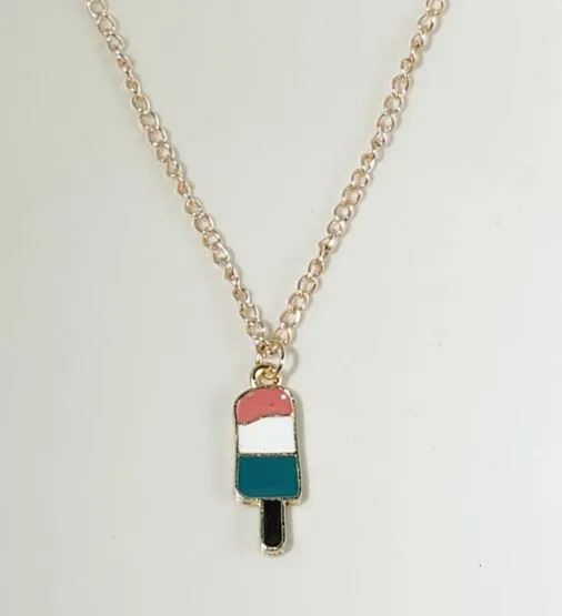 Earrings polly L486 Gold Baked Enamel Popsicle Necklace FREE Earrings