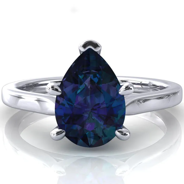 Fire Brilliance Rings Darci Pear Alexandrite 5 Prong Cathedral Solitaire Engagement Ring Fire Brilliance Rings Darci Pear Alexandrite 5 Prong Cathedral Solitaire Engagement Ring