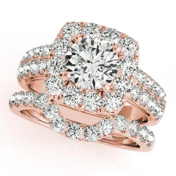 Fire Brilliance Rings Desire Round Center Stone Double Diamond Side Halo Engagement Ring