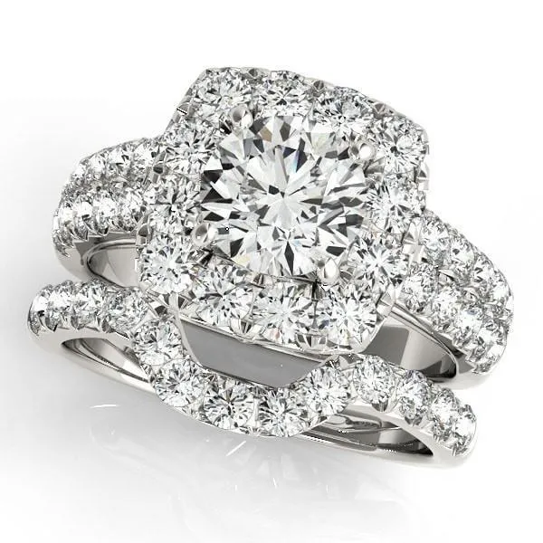 Fire Brilliance Rings Desire Round Center Stone Double Diamond Side Halo Engagement Ring