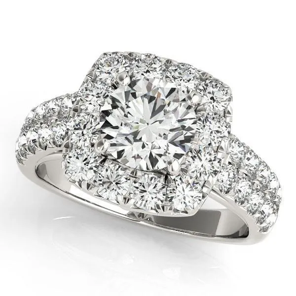 Fire Brilliance Rings Desire Round Center Stone Double Diamond Side Halo Engagement Ring