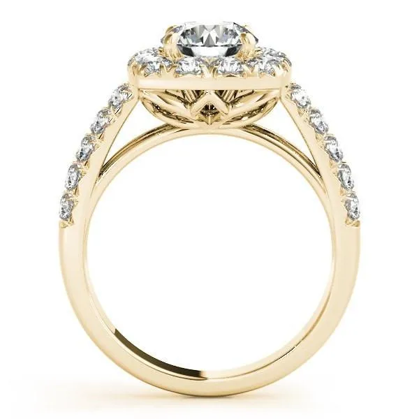 Fire Brilliance Rings Desire Round Center Stone Double Diamond Side Halo Engagement Ring