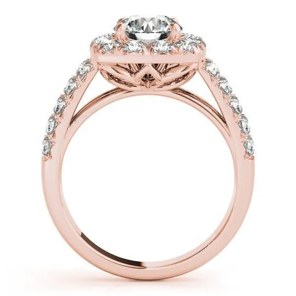 Fire Brilliance Rings Desire Round Center Stone Double Diamond Side Halo Engagement Ring