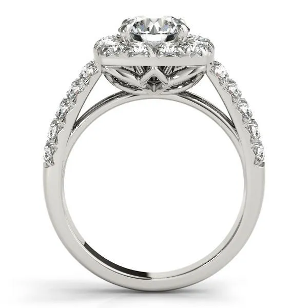 Fire Brilliance Rings Desire Round Center Stone Double Diamond Side Halo Engagement Ring