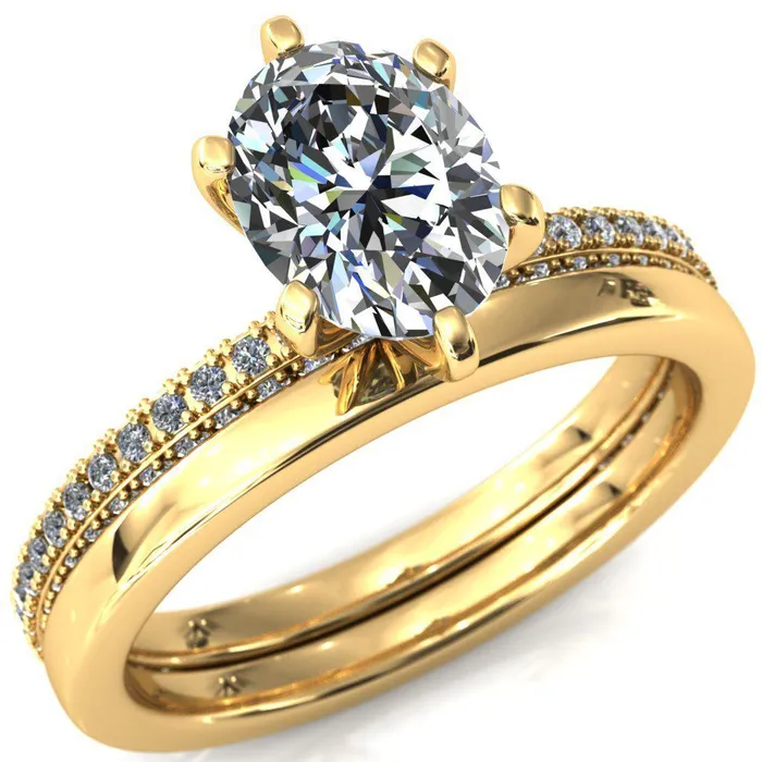 Fire Brilliance Rings Mariyah Oval Center Stone 6 Prong 34 Eternity 3 Sided Diamond Shank Engagement Ring