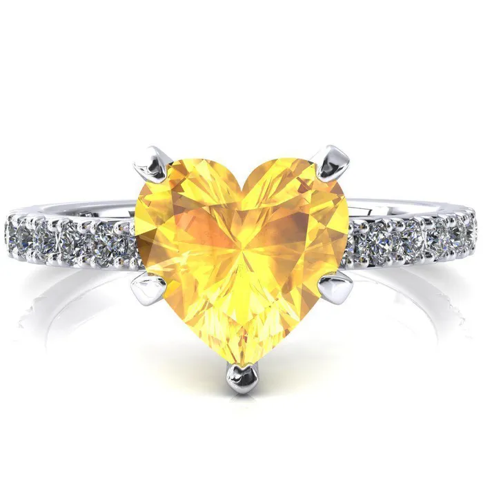Fire Brilliance Rings Nefili Heart Yellow Sapphire 5 Prong 58 Eternity Diamond French Pave Engagement Ring Fire Brilliance Rings Nefili Heart Yellow Sapphire 5 Prong 58 Eternity Diamond French Pave Engagement Ring
