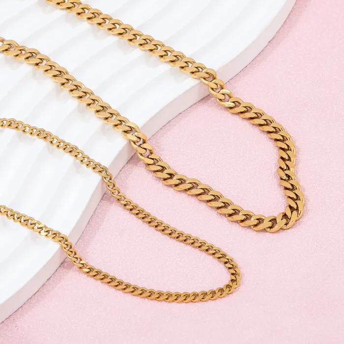 Jewelvers Necklaces 18K GoldFilled Cuban Chain Necklace Lina
