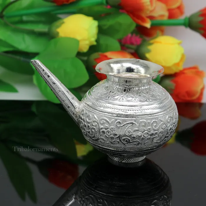 Lord Shiva Abhishek pot best karwa chauth sold silver kalash puja utensils article from best diwali puja article for home temple su537 TRIBAL ORNAMENTS Necklaces