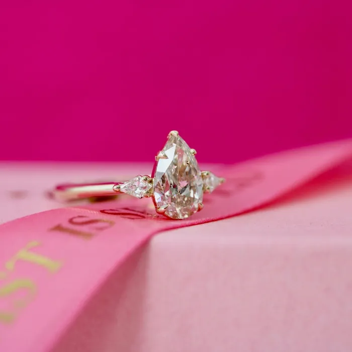 Made By Gem Breakfast Rings Sweet Tea Champagne Pear Cut Diamond Ring