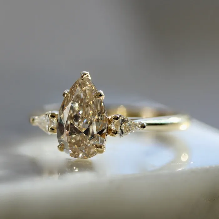 Made By Gem Breakfast Rings Sweet Tea Champagne Pear Cut Diamond Ring