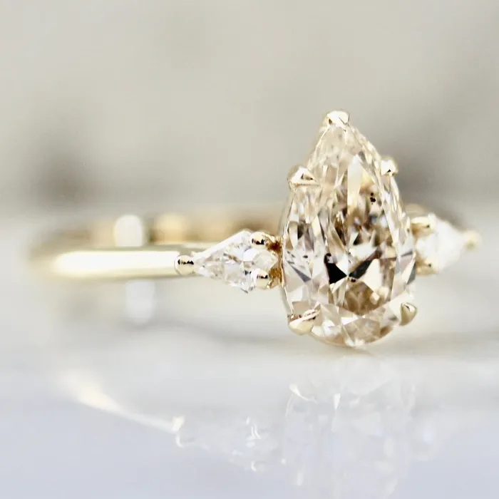 Made By Gem Breakfast Rings Sweet Tea Champagne Pear Cut Diamond Ring