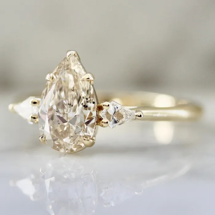 Made By Gem Breakfast Rings Sweet Tea Champagne Pear Cut Diamond Ring