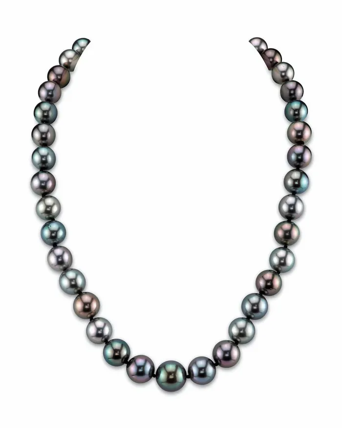 Necklaces MultiColor True Round Tahitian Pearl Necklace 911mm spt