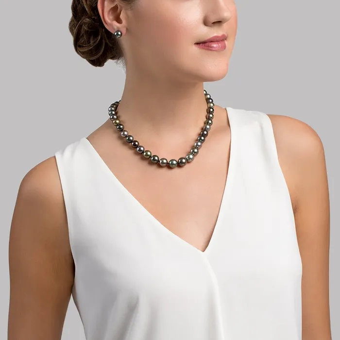 Necklaces MultiColor True Round Tahitian Pearl Necklace 911mm spt