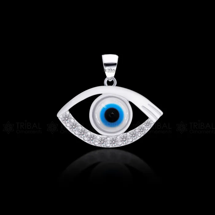 Necklaces PURE 925 sterling silver evil eyes pendant with CZ stone nsp795 TRIBAL ORNAMENTS