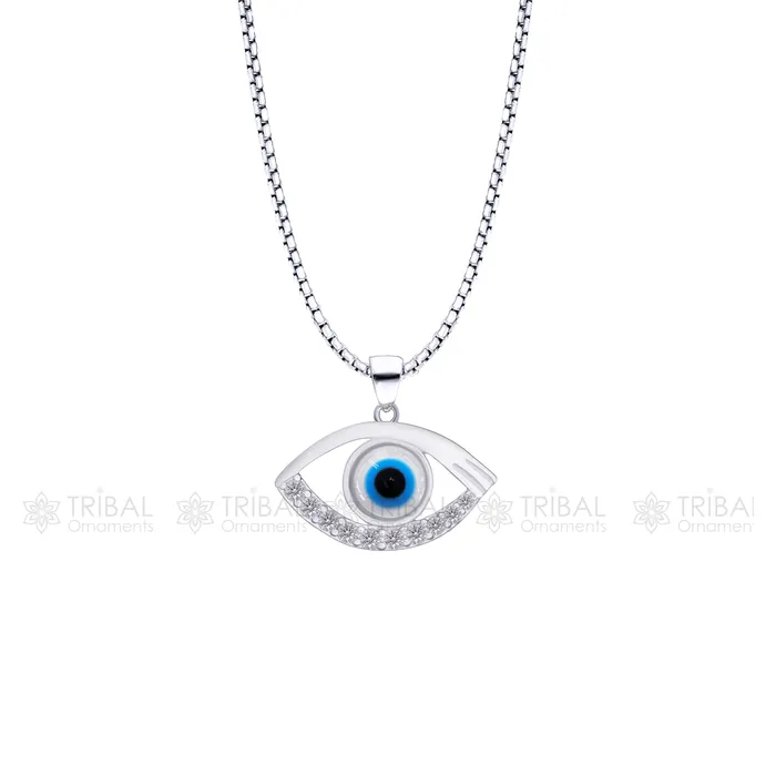 Necklaces PURE 925 sterling silver evil eyes pendant with CZ stone nsp795 TRIBAL ORNAMENTS