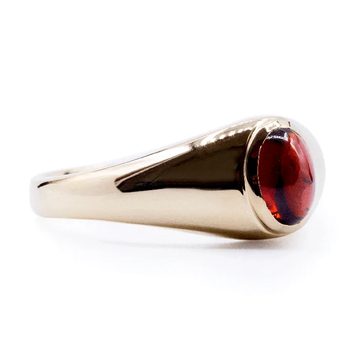 Oval Natural Mozambique Garnet Bezel Set Solitaire Ring Fire Brilliance Rings