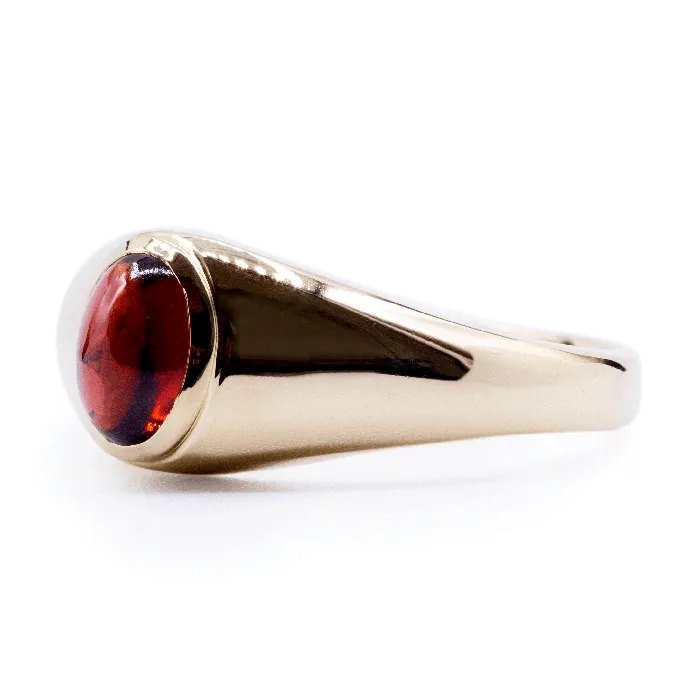 Oval Natural Mozambique Garnet Bezel Set Solitaire Ring Fire Brilliance Rings
