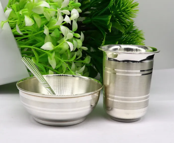 Rings 999 fine silver water milk glass and bowl silver tumbler silver spoon silver utensils silver baby set serving food utensils sv199 TRIBAL ORNAMENTS