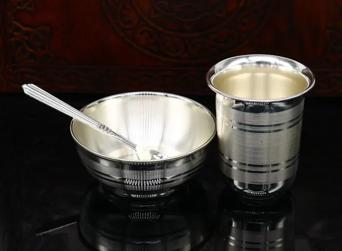Rings 999 fine silver water milk glass and bowl silver tumbler silver spoon silver utensils silver baby set serving food utensils sv199 TRIBAL ORNAMENTS