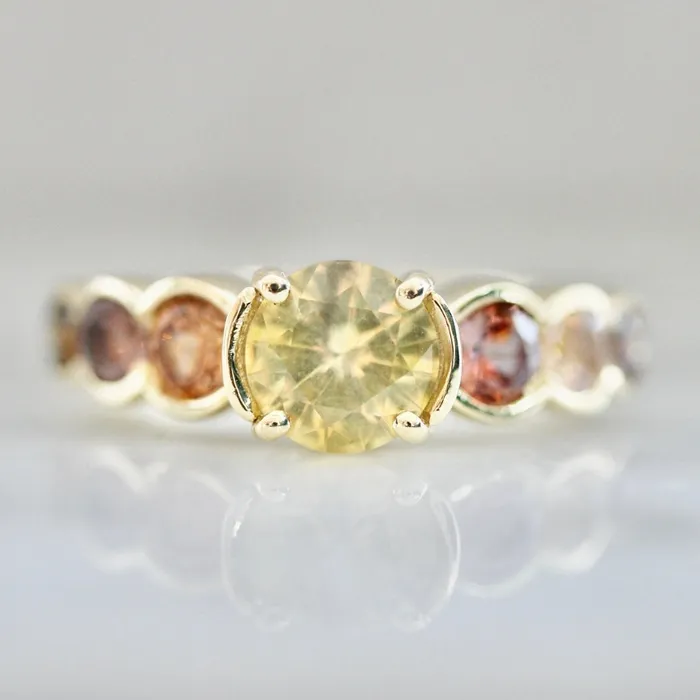 Rings Common Rite Supply Cozumel Coast Round Brilliant Cut Ombre Sapphire Ring