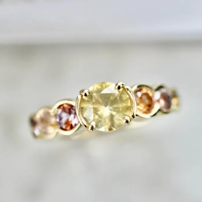 Rings Common Rite Supply Cozumel Coast Round Brilliant Cut Ombre Sapphire Ring