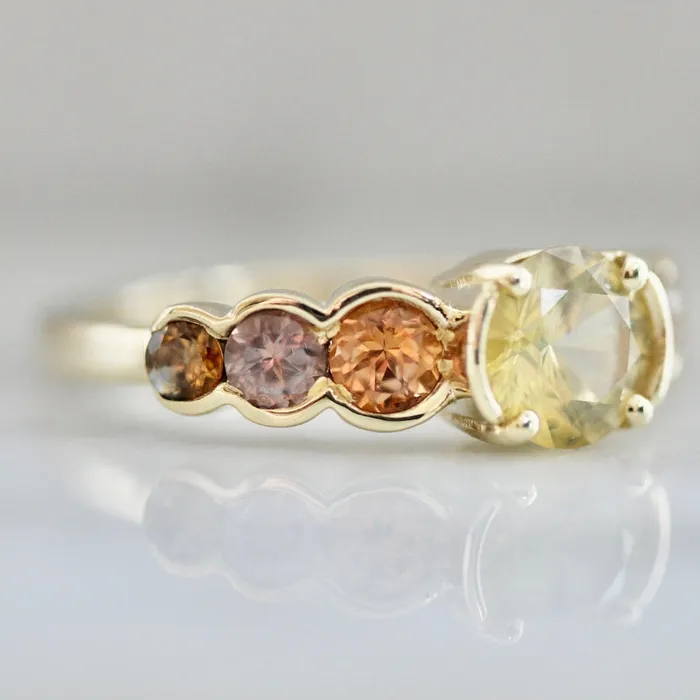 Rings Common Rite Supply Cozumel Coast Round Brilliant Cut Ombre Sapphire Ring