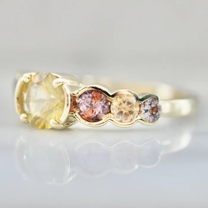 Rings Common Rite Supply Cozumel Coast Round Brilliant Cut Ombre Sapphire Ring