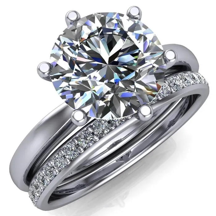 Rings Enid Round Center Stone 6 Prong Engagement Ring Fire Brilliance 