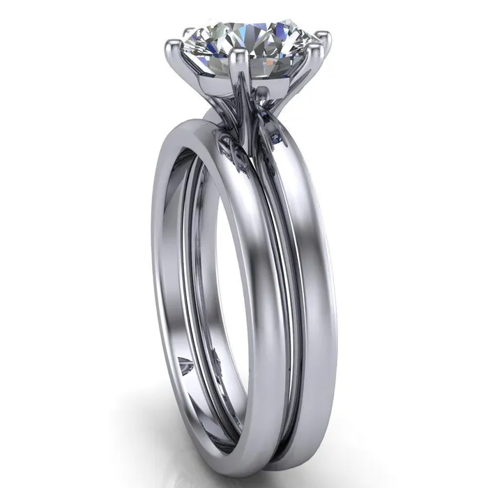 Rings Enid Round Center Stone 6 Prong Engagement Ring Fire Brilliance 