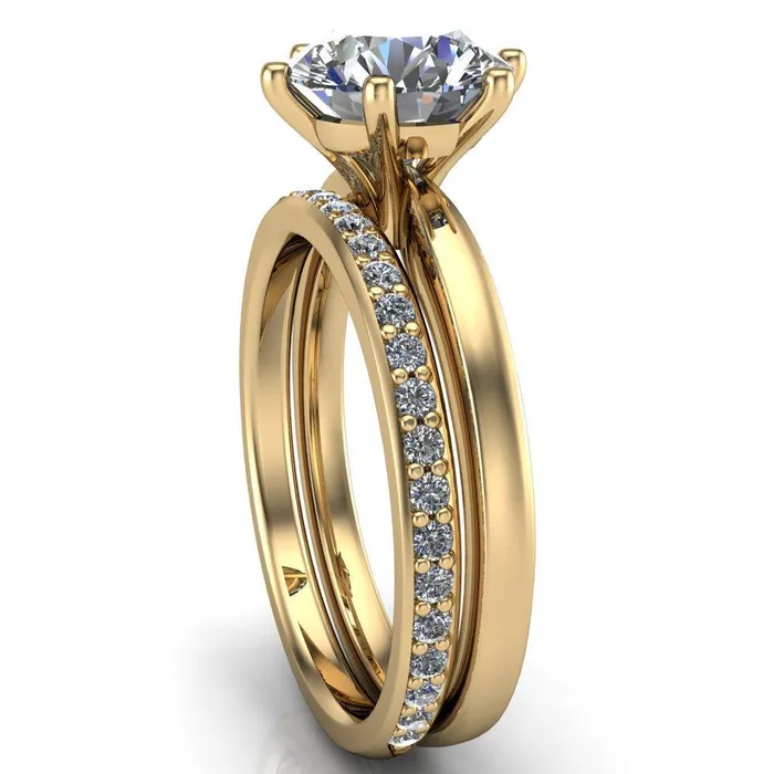 Rings Enid Round Center Stone 6 Prong Engagement Ring Fire Brilliance 