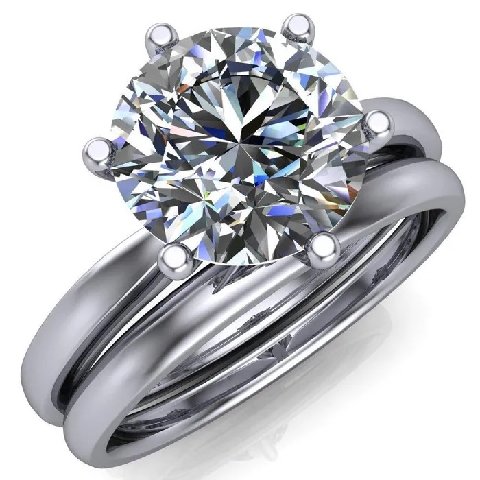 Rings Enid Round Center Stone 6 Prong Engagement Ring Fire Brilliance 