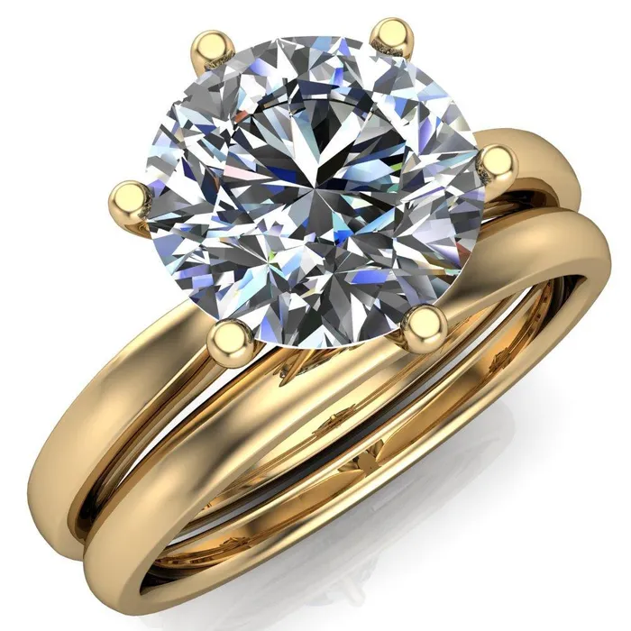 Rings Enid Round Center Stone 6 Prong Engagement Ring Fire Brilliance 