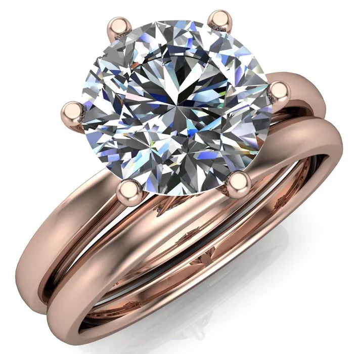 Rings Enid Round Center Stone 6 Prong Engagement Ring Fire Brilliance 