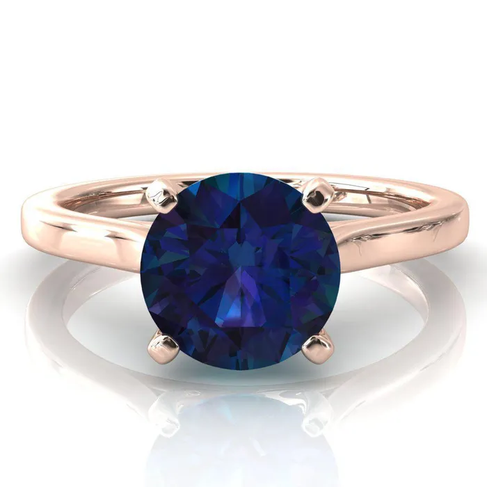 Rings Fire Brilliance Darci Round Alexandrite 4 Prong Cathedral Solitaire Engagement Ring