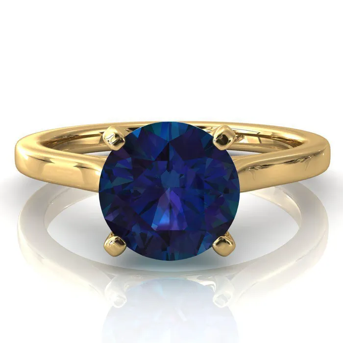 Rings Fire Brilliance Darci Round Alexandrite 4 Prong Cathedral Solitaire Engagement Ring