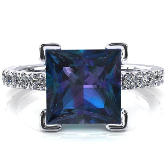 Rings Fire Brilliance Nefili Princess Alexandrite 4 Prong 58 Eternity Diamond French Pave Engagement Ring Rings Fire Brilliance Nefili Princess Alexandrite 4 Prong 58 Eternity Diamond French Pave Engagement Ring