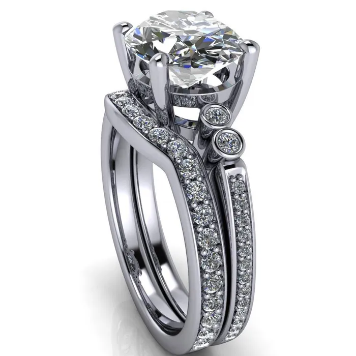 Rings Fire Brilliance Pascala Oval Center Stone Diamond Side 4 Prong Engagement Ring