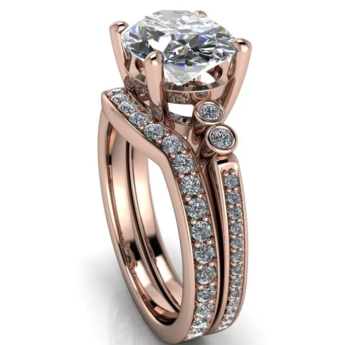 Rings Fire Brilliance Pascala Oval Center Stone Diamond Side 4 Prong Engagement Ring