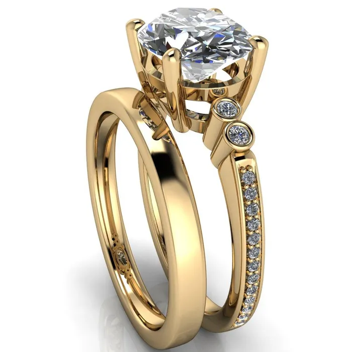 Rings Fire Brilliance Pascala Oval Center Stone Diamond Side 4 Prong Engagement Ring