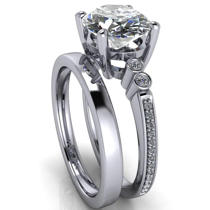 Rings Fire Brilliance Pascala Oval Center Stone Diamond Side 4 Prong Engagement Ring