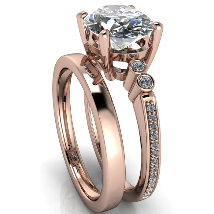 Rings Fire Brilliance Pascala Oval Center Stone Diamond Side 4 Prong Engagement Ring