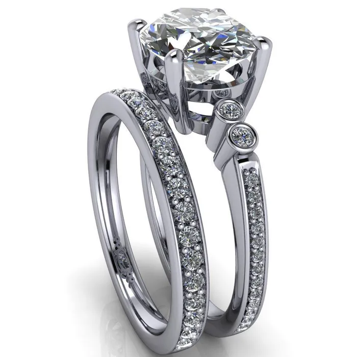 Rings Fire Brilliance Pascala Oval Center Stone Diamond Side 4 Prong Engagement Ring