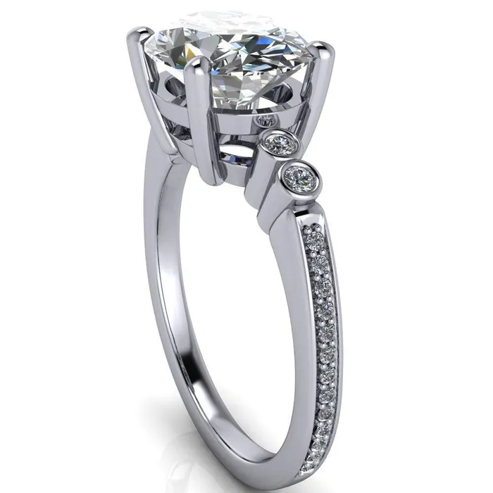 Rings Fire Brilliance Pascala Oval Center Stone Diamond Side 4 Prong Engagement Ring